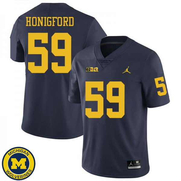 Mens Michigan Wolverines #59 Joel Honigford Navy Jordan Brand University Jersey